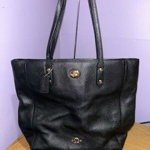 Coach Black Pebbled Leather Town Tote 12184